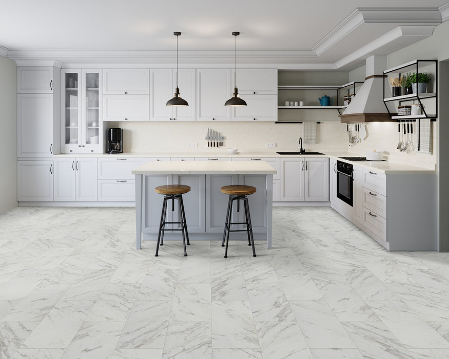Tile with CGT in Blanca Marble